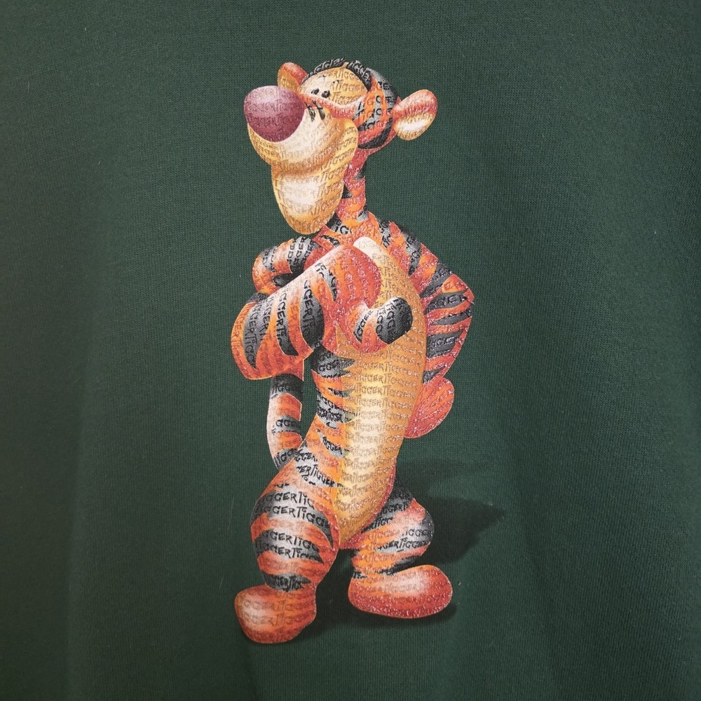 Vintage NWT Disney Store Sweatshirt XL Green Tigger Graphic Fleece Crewneck 90s - Picture 4 of 11